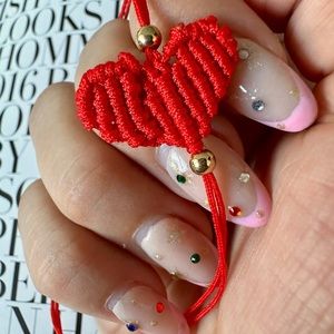 Macrame Heart Bracelet, Friendship Bracelet, Cute Red Heart String Bracelet